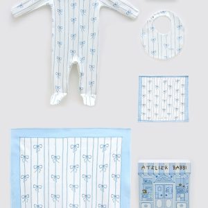 5 PIECE NEWBORN SET – RIBBON BLUE