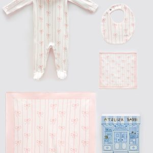5 PIECE NEWBORN SET – RIBBON PINK