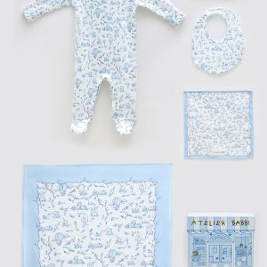 5 PIECE NEWBORN SET – TOILE DE JOUY BLUE