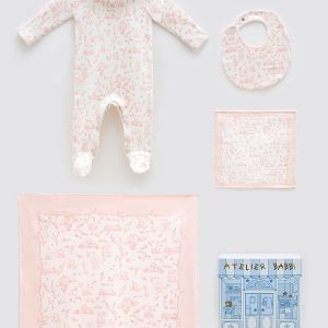 5 PIECE NEWBORN SET – TOILE DE JOUY PINK