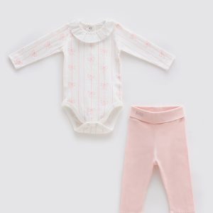 2 PIECE BODYSUIT & PANTS SET – RIBBON PINK