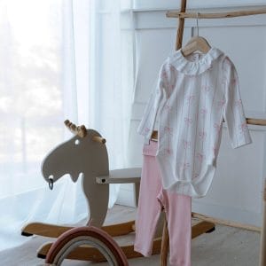 2 PIECE BODYSUIT & PANTS SET – RIBBON PINK