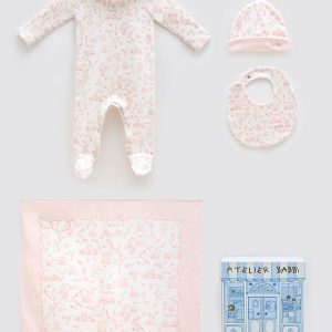 4 PIECE NEWBORN SET – TOILE DE JOUY PINK